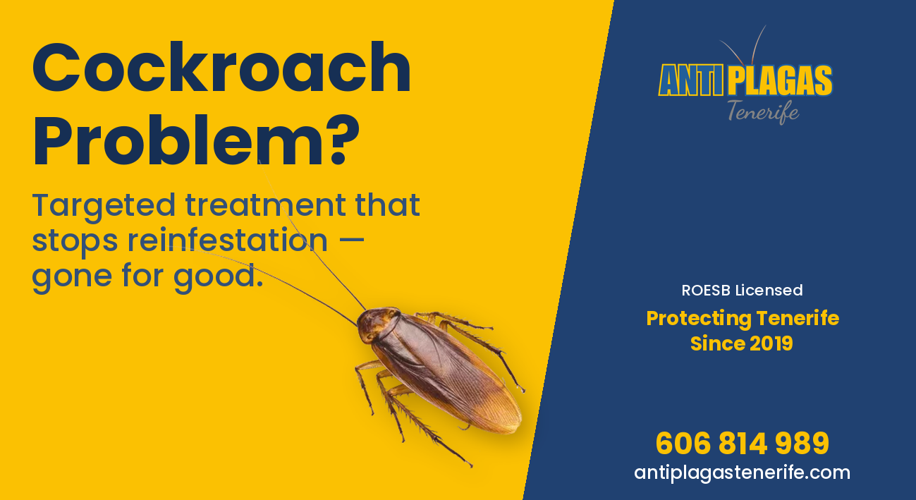 AntiPlagas Tenerife cockroach treatment - ROESB licensed pest control - Live Paws calendar 2027